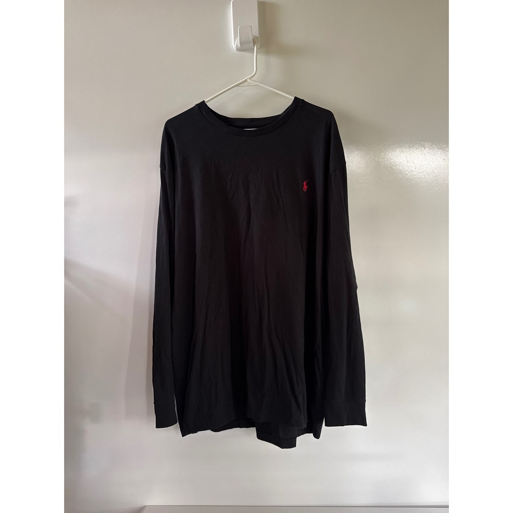 Polo Ralph Lauren Mens 2XLT Black Long Sleeve T-Shirt Red Pony Logo Cotton